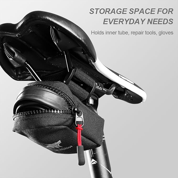 Compact Cycling Saddle Bag - Fits Under Bike Seat for easy storage - Road Bike & Bicycle Seat Bag - Tiny Durable & Water-resistant (Mini)