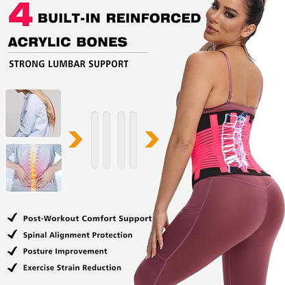 KOOCHY Waist Trainer For Women Men,Adjustable Sweat Band Tummy Control Belt,Waist Trimmer for Weight Loss Workout Fitness Gym