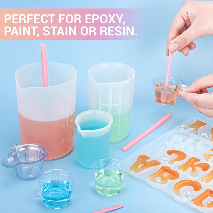 Gartful 6PCS Silicone Stir Sticks, Reusable Mixing Sticks for Epoxy Resin, Paint, Making Glitter Tumblers Cups, Arts, Crafts, Facial Mask Stirring Rods, Pink