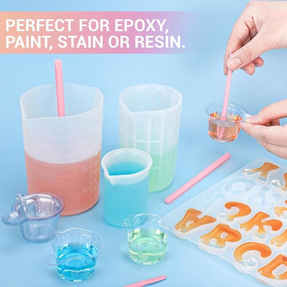 Gartful 6PCS Silicone Stir Sticks, Reusable Mixing Sticks for Epoxy Resin, Paint, Making Glitter Tumblers Cups, Arts, Crafts, Facial Mask Stirring Rods, Pink