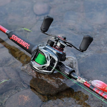 One Bass Fishing Rod and Reel Combo, IM7 Graphite 2 Pc Blank Baitcasting Combo, Spinning Rod with Super Polymer Handle