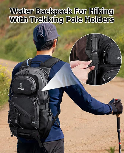 NOOLA Hydration Backpack with 3L Water Bladder, 22L Water Backpack for Hiking Cycling Running Biking, Lightweight Hiking Pack (Black)
