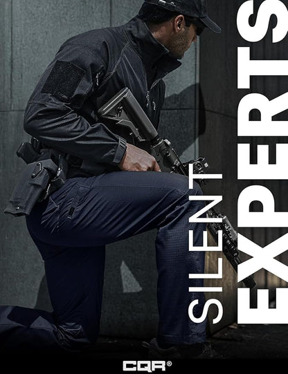 CQR Men's Flex Stretch Tactical Pants, Water Resistant Ripstop Cargo Pants, Lightweight EDC Outdoor Work Hiking Pants