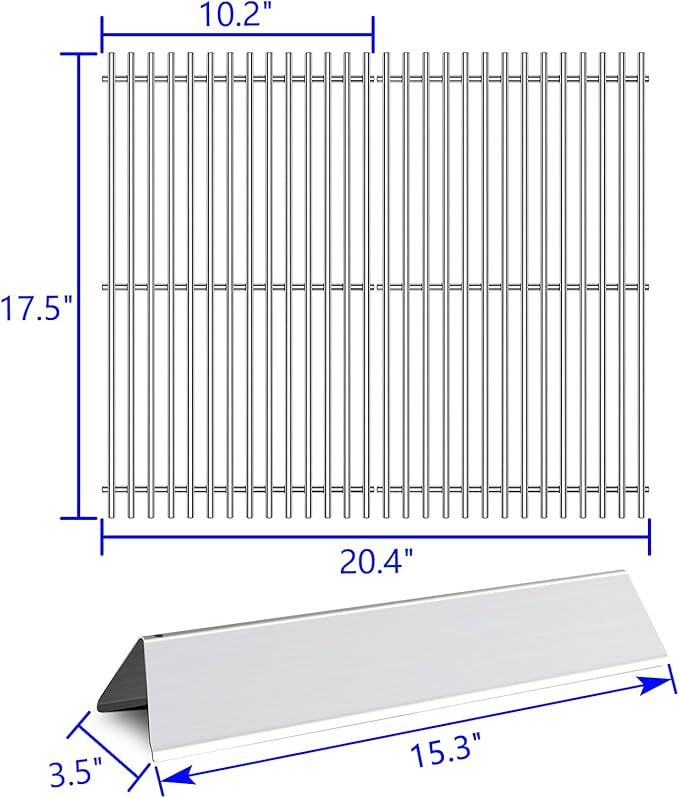17.5” Grill Grates Replacement for 7637 7635 Weber Spirit I Spirit II E-210, S-210, E-220, S-220 With Front-Mounted Control Panels,Flavorizer Bars Cooking Grid Parts 2 Burners Spirit 200 Series