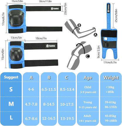 Skateboard Protective Gear Knee Pads and Elbow Pads Set, Elbow and Knee Pads for Roller Skating Wrist Guards Skateboarding Pads