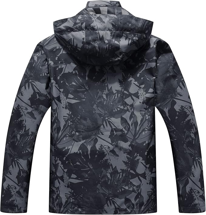 OTU Men's Lightweight Waterproof Hooded Rain Jacket Outdoor Raincoat Shell Jacket for Hiking Travel