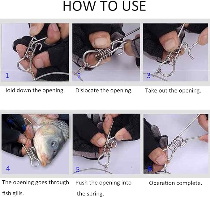 Fish Stringer, Fishing Stringer Clip Live Fish Lock, with High Strength Snaps/Buckles, Big Fish Wire Rope Cable Fishing Holder Kit with Float and Plastic Handle