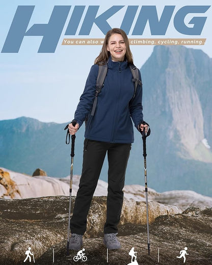 33,000ft Women's Lightweight Softshell Jacket Fleece Lined Windbreaker Waterproof Warm Jacket for Running Golf Hiking