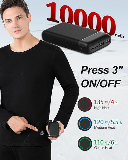 Men's Heated Thermal Underwear Set 16 Heating Zones USB Charge Winter Outdoor Sports Heated thermals top and bottom set