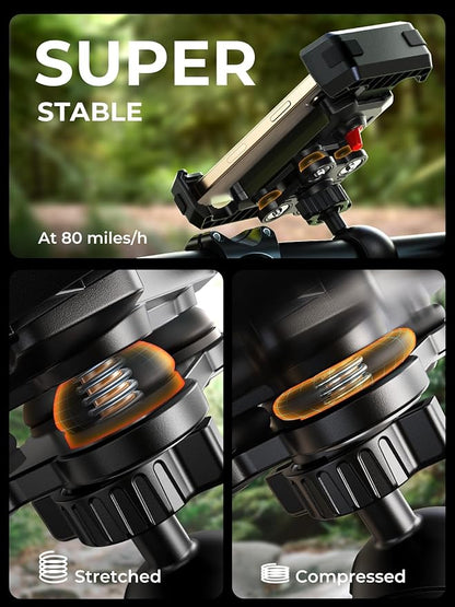 LISEN Bike Phone Holder with Vibration Dampener, [2025 Upgrade] Motorcycle Phone Mount, Bicycle Phone Holder, Handlebar Phone Mount, Dirt Bike Accessories, for iPhone Samsung Google Pixel, Red