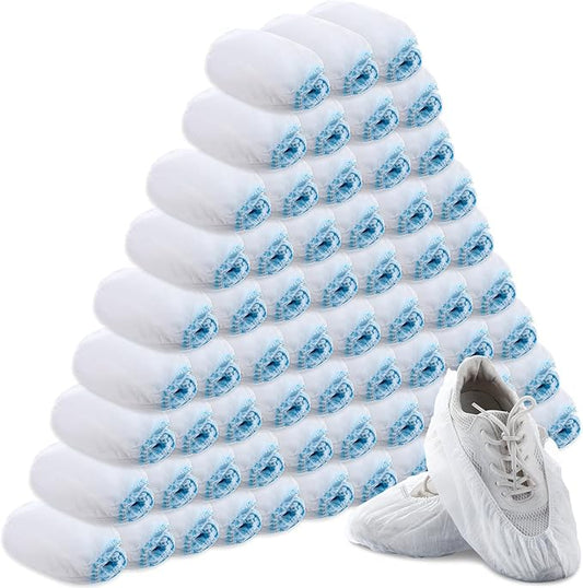 600 Packs Disposable Boot Shoe Covers Non Slip Thick Extra Booties for Shoes Covers Durable for Men Women (White)