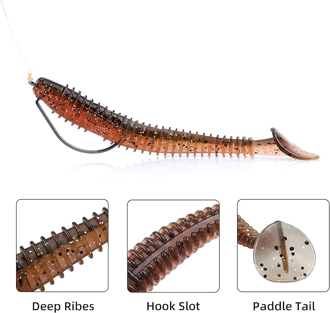 RUNCL Swimbaits Paddle 10/20/30/40PCS, 5/4/3/2 Inchs Paddle Tail, Soft Lure for Trout Crappie Bass, Durable Plastic Bait Swimmer for Saltwater/Freshwater, Fishing Lover's Gift