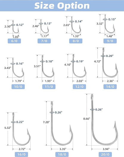 BLUEWING Needle Point 5pcs/10pcs Trolling Hooks Fishing Stainless Steel Extra Sharp for Freshwater Saltwater