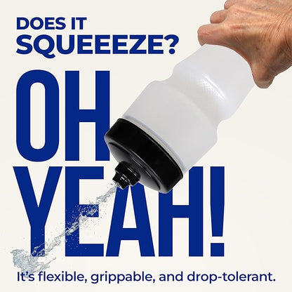 Rolling Sands USA Made 24 oz Sports Squeeze Water Bottles, 3 Pack, BPA-Free, Easy Drink One Way Flow Valve, Fits Most Bike Cages, Dishwasher Safe, Durable, Reusable and Lightweight, Clear Frost