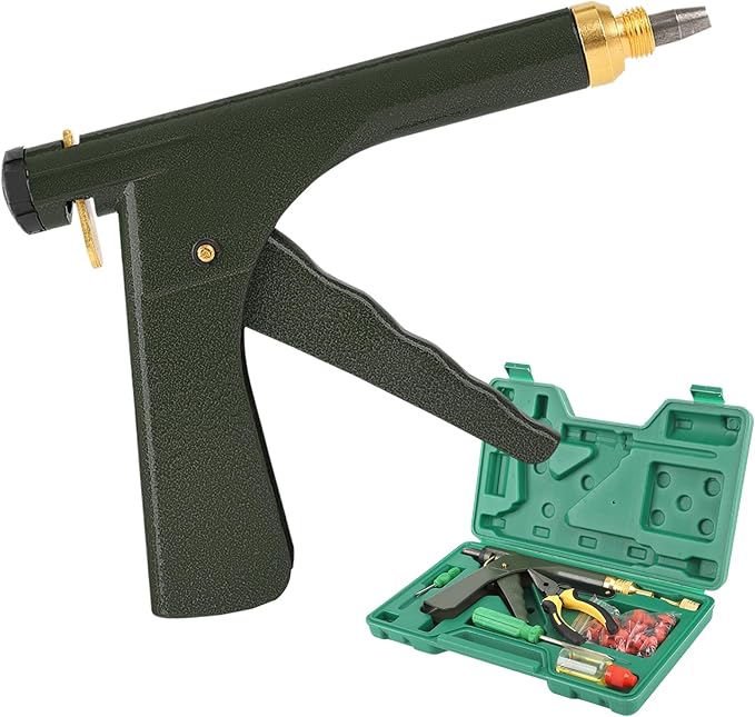 Tire Repair Kit With Plugs Mushroom Tire Plug Kit Tire Patch Kit Heavy Duty Professional Tubeless Tire Gun Puncture Kit for Tyre Punctures and Flats on Cars Motorcycles Trucks and Tractors (Green)