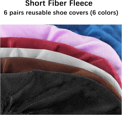 6 Pairs Non Slip Reusable Shoe Covers, Washable Shoe Protectors Covers, Soft Thickened Foot Boot Shoe Covers, Cotton Shoe Cover for Indoors, Home, Household, Office, Laboratory (6 Colors, L)