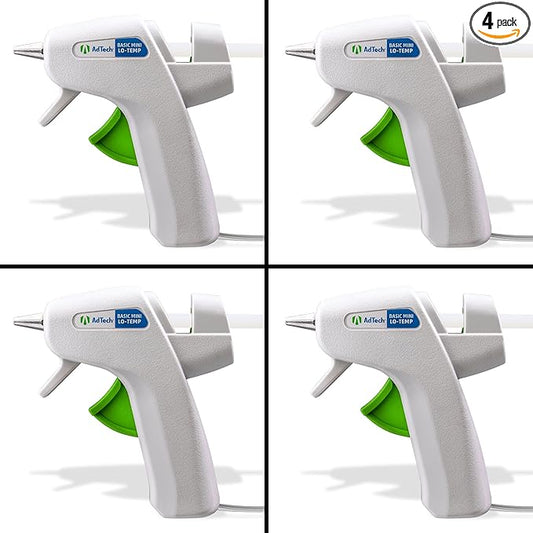 AdTech 4pk Low Temp Mini Hot Glue Guns, White