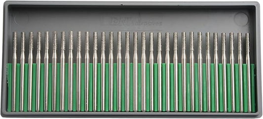30Pcs 2mm Cylinder,3mm Shaft,Diamond Stone Abrasive Burs Burr Grit Bits for Rotary Tool Grinding Head Jewelry Lapidary Woodworking (Cylinder 2mm)
