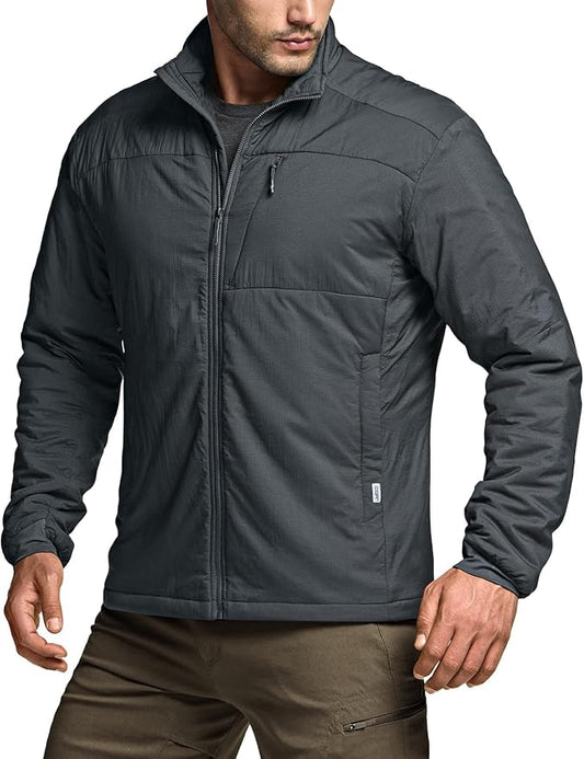 CQR Men's Lightweight Insulated Jacket, Windproof Packable Water Resistant Warm Active Coat for Hiking Work Outdoor Tactical
