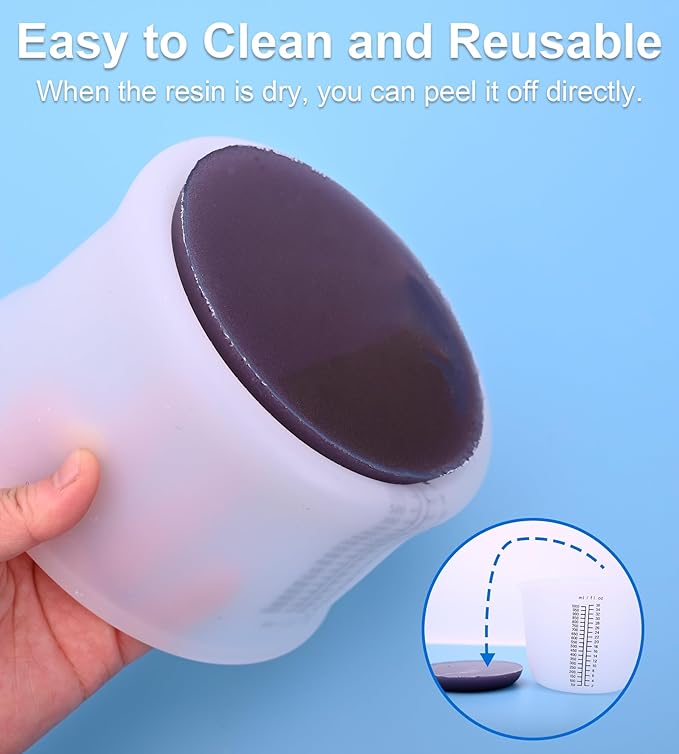 Silicone Measuring Cups, 1000ml & 100ml Large Flexible Mixing Cups, 5 Cups Pour Baking Cups for Epoxy Resin, DIY, Jewelry Making, Cooking