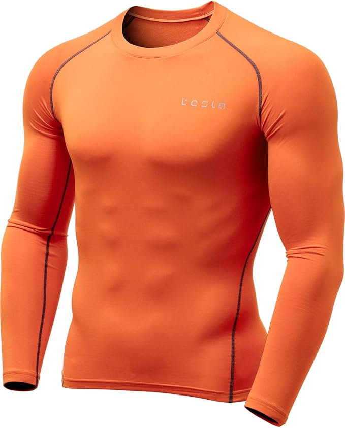 TSLA Men's Thermal Long Sleeve Compression Shirts, Athletic Base Layer Top, Winter Gear Running T-Shirt