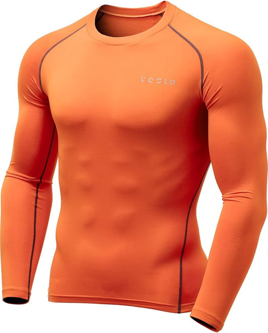 TSLA Men's Thermal Long Sleeve Compression Shirts, Athletic Base Layer Top, Winter Gear Running T-Shirt