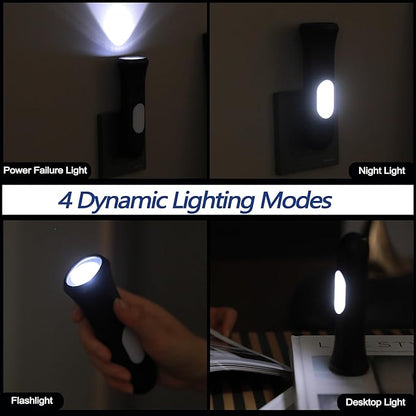 4 in 1 Emergency Lights for Home Power Failure, 2 Pcs Rechargeable LED Flashlight Plug in Wall, Automatic Turn-On Power Outage Night Light Flashlight for Hurricane Preparedness Items