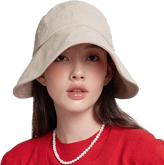 WHITE SANDS MOJA Linen Victorian Bonnet Hat Sun Cap, Foldable Summer Visor | New Katy