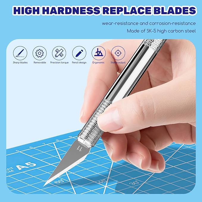 42Pcs Utility Craft Knife Kit Contains 2 Metal Pen Knife and Spare Replacement Blades, Exacto Knife and SK5#11 Hobby Knife Blades for Scrapbooking, Cutting, Carving DIY, Art Work