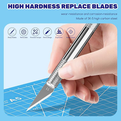 42Pcs Utility Craft Knife Kit Contains 2 Metal Pen Knife and Spare Replacement Blades, Exacto Knife and SK5#11 Hobby Knife Blades for Scrapbooking, Cutting, Carving DIY, Art Work