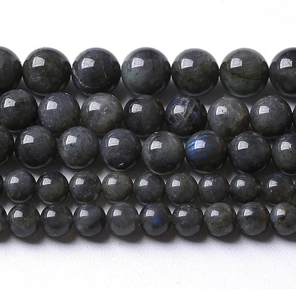 8MM 46PCS Natural Stone Black Labradorite Beads Crystal Loose Beads for Jewelry Making DIY Bracelet