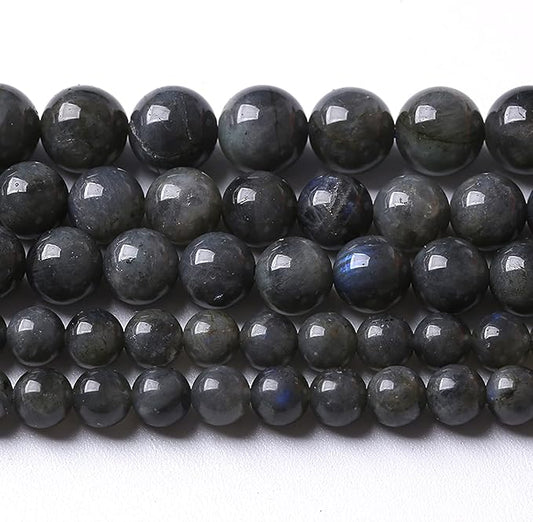 8MM 46PCS Natural Stone Black Labradorite Beads Crystal Loose Beads for Jewelry Making DIY Bracelet