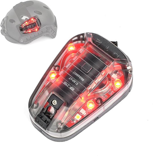 Tactical Helmet IR Strobe Light,Identification Light with Optional 4 Modes, Survival Signal for Outdoor Sports (Black Base-Red)