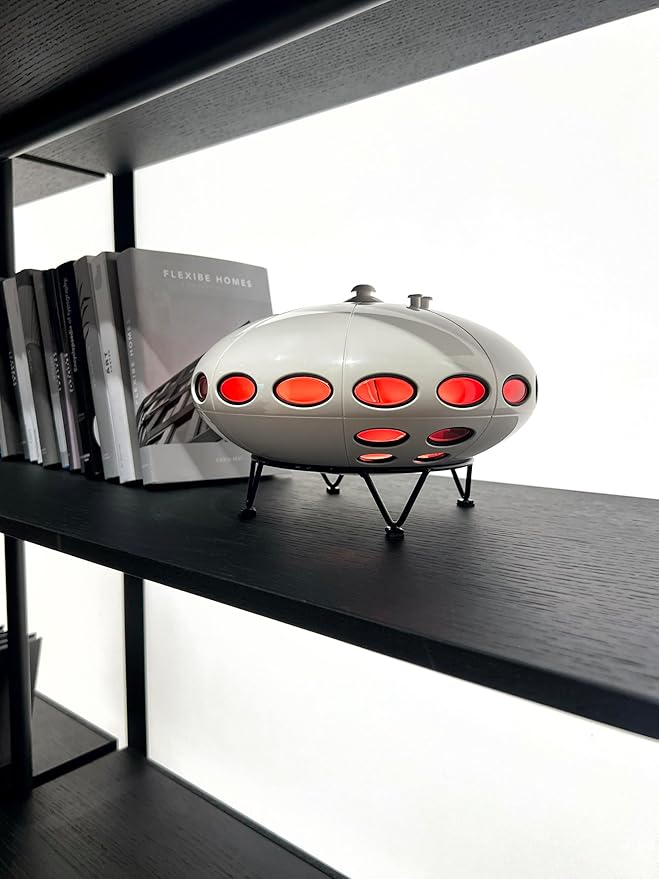 Space Age Table Lamp, LED Color Changing, 3 Light Modes, USB Rechargeable, Cordless Ambient Light (White)