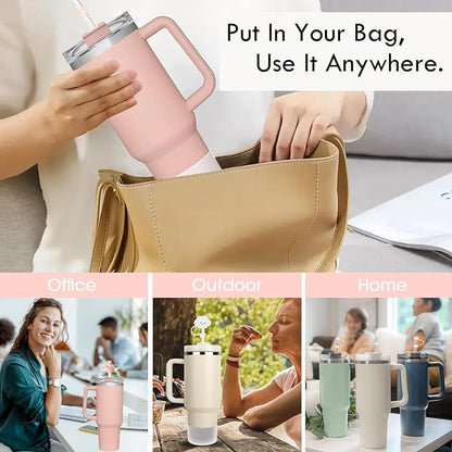 Stanley Cup Accessories - 6pc Spill Proof Stoppers, Straw Covers, Boot for 40oz & 30oz Tumblers (WHITE)