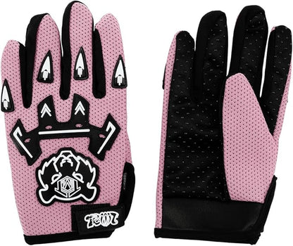 SLMOTO Dot Youth Kids Helmet Motocross Offroad Street Helmet Motorcycle Helmet Dirt Bike Motocross ATV Pink Butterfly Design Helmet+Goggles+Gloves