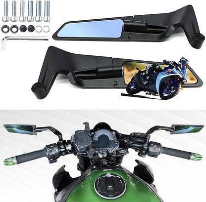 Motorcycle Rear View Mirrors, Stealth Wind Wing Side Mirrors Compatible with 2025 Kawasaki Z400 Z650 Z900 Z1000 Duke 125 200 250 390 690 790 1290 MT03 MT07 MT09 MT10 etc(Anti-glare)