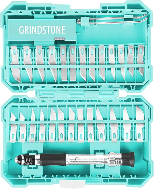 FantastiCAR 29pcs Craft Knife, Precision Cutter Hobby Knife Blades Set for Art Work, Scrapbooking, Stencil, Architecture Modeling, Wood Leather Working (Aqua Blue)