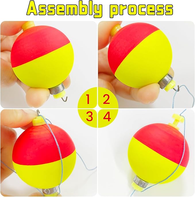 Fishing Bobbers Floats Set Weighted Fishing Bobbers for Fishing, Foam Snap on Float Weighted Bobbers Push Button Spring Fishing Floats Fishing Bobbers Assortment for Catfish