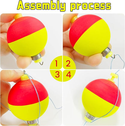Fishing Bobbers Floats Set Weighted Fishing Bobbers for Fishing, Foam Snap on Float Weighted Bobbers Push Button Spring Fishing Floats Fishing Bobbers Assortment for Catfish