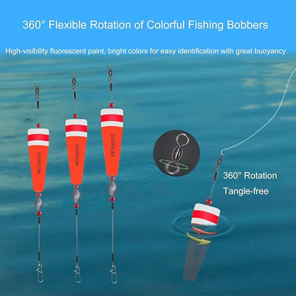 Popping Corks Floats for Saltwater Fishing Bobber, 4PCS Weighted Bobbers Inshore Fishing Popping Cork Float Rig Rattle Popper for Redfish Speckled Trout Sheepshead Flounder Fishing Tackle