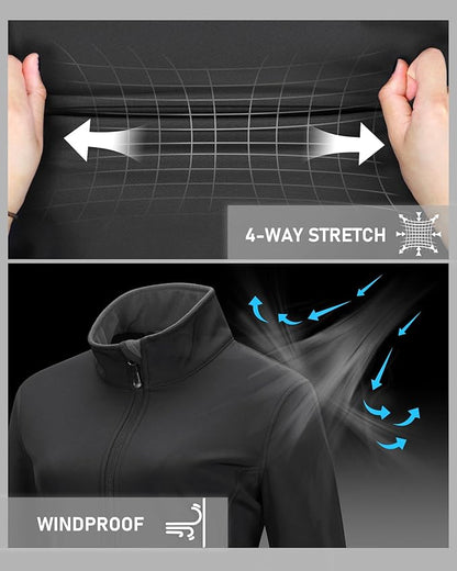 33,000ft Women's Lightweight Softshell Jacket Fleece Lined Windbreaker Waterproof Warm Jacket for Running Golf Hiking