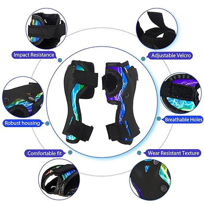Gradient Color Kids Protective Gear Set Knee Pads for Kid 2-14 Years,W/ Adjustable Strap Kids/Youth Knee Pads Elbow Pads Wrist Guards Set for Inline Roller Skates,Cycling,BMX Bike,Skateboard,Scooter