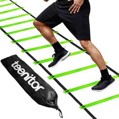 Teenitor Agility Ladder Speed Ladder Training Ladder for Soccer, Speed, Football Fitness Feet Training Carry Bag Agility Training Equipment 13 rungs, 23 feet