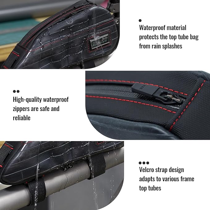 RideRow Bike Top Tube Bag Bicycle Front Frame Bag Waterproof Bike Pouch Pack,Phone Bag Cycling Accessories Pouch for Mountain Road Bike Black