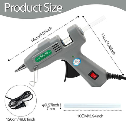 Mini Hot Glue Gun Kit with 30 Glue Sticks - Fast Preheating Hot Melt Gun, High Temp for School Crafts DIY Arts and Quick Home Repairs(Grey)