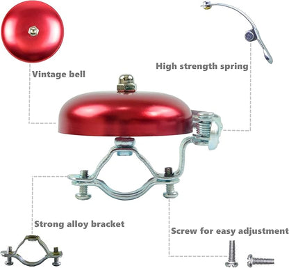 Classic Bell, Loud Crisp Clear Sound Bicycle Accessories for Adults Youths, Stylish Horn for Road and Mountain Bikes