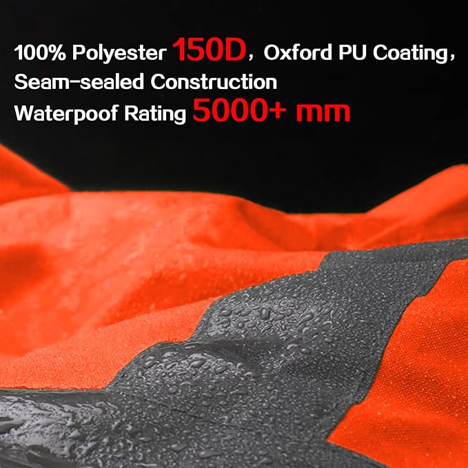 Reflective Rain jackets for men waterproof,Hi Vis Safety Coat With Reflective Strips，High Visibility Class 3 Rain jackets With 2 large pockets，Zipper,Black Bottom Orange,4XL/5XL