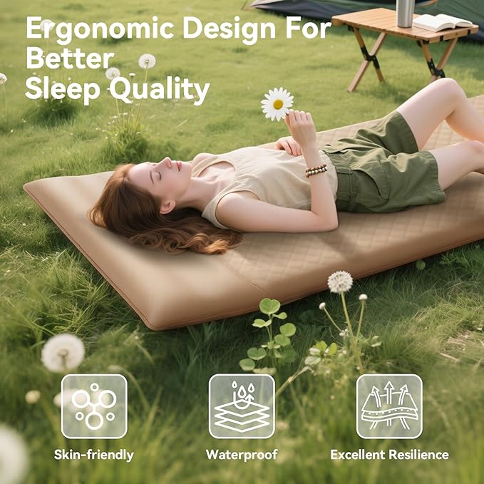 Sleeping Pad for Camping,3.14" Thick Memory Foam Self Inflating Mattress with Pillow and Built-in Electric Pump,4-Season Adult for Travel/Tent/Car