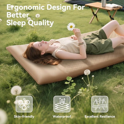 Sleeping Pad for Camping,3.14" Thick Memory Foam Self Inflating Mattress with Pillow and Built-in Electric Pump,4-Season Adult for Travel/Tent/Car
